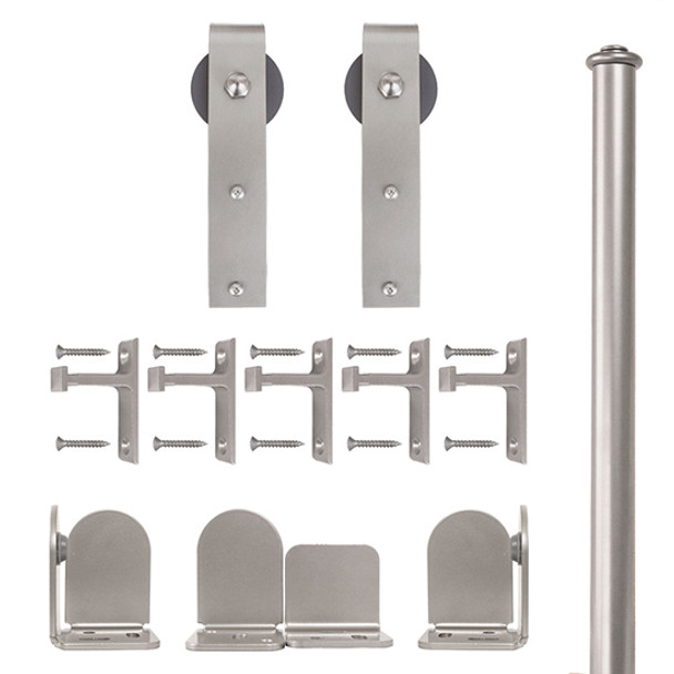 QG Rolling Door Hook Hardware Long Bracket Kit Satin Nickel