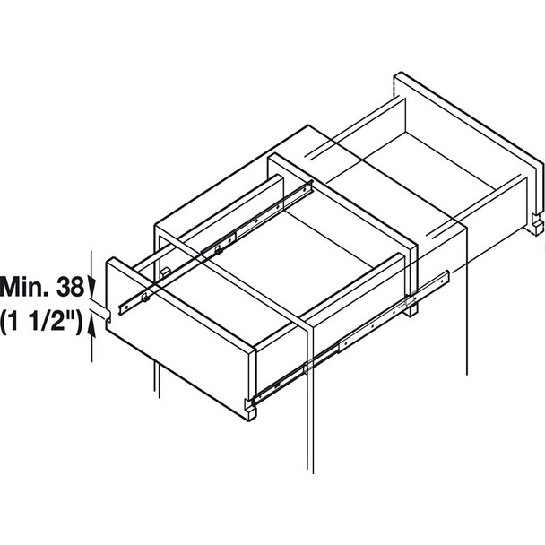 22 In. Two-Way Travel 3/4-Extension Slide, 50 Lb. Load Capacity