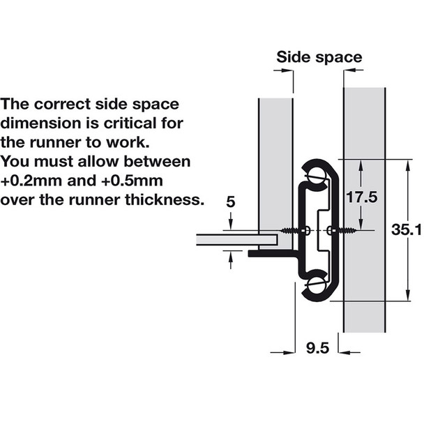 22 In. Two-Way Travel 3/4-Extension Slide, 50 Lb. Load Capacity