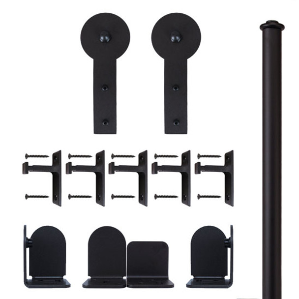 QG Rolling Door Round Stick Hardware Long Bracket Kit Black
