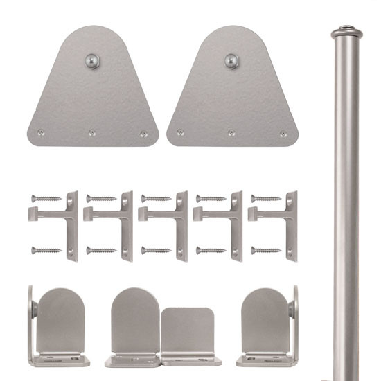QG Rolling Door Triangle Hardware Long Bracket Kit Satin Nickel