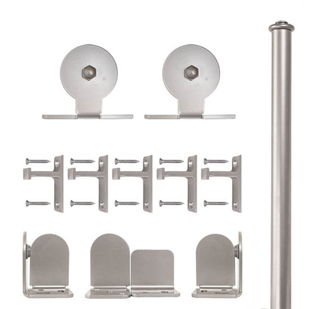 QG Rolling Door Top Mount Hardware Long Bracket Kit Satin Nickel