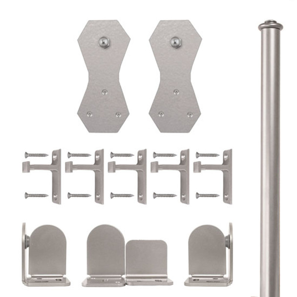 QG Rolling Door Castle 2 Hardware Short Bracket Kit Satin Nickel