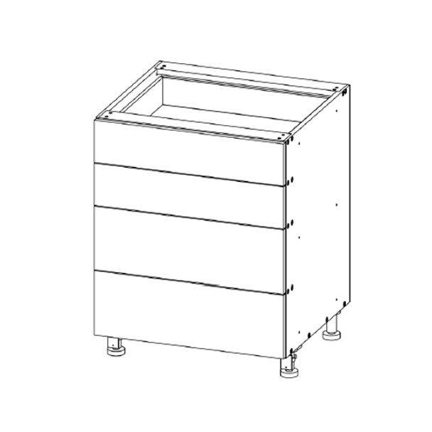 Drawer Base 12 W X 34-1/2 H X 27 D - Standard  Series by Open Air Cabinets (4 Drawer) 