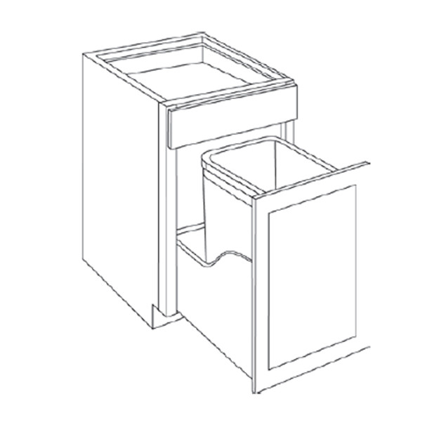 Base 15 W X 34-1/2 H X 24 D - Luxor Smoky Grey Series by CNC (Trash Pull-Out) 