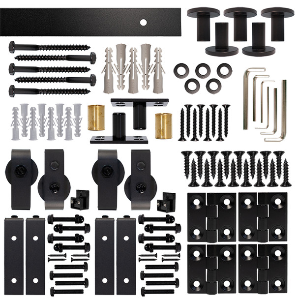 Bifold Barn Double Door Hardware Kit, Front Mount, with 6 ft. Rail