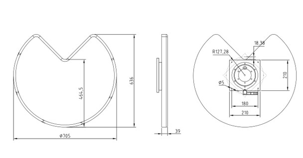 28" Kidney Wood Lazy Susan Shelf with Swivel