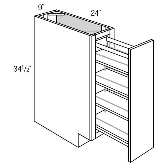 Base w/ Spice Pullout 9 W X 34-1/2 H X 24 D - Dover Castle Series by JSI (Full Height Door)