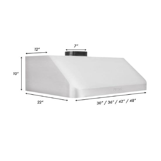 ZLine Undercabinet Hood 48 W X 10 H X 22 D - Quest Metro Frost by Fabuwood