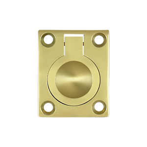Flush Ring Pull, 1 3/4"x 1 3/8", Polished Brass