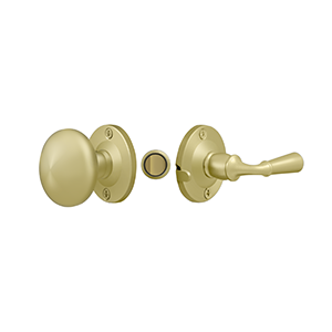 Storm Door Latch, Round, Tubular Lock, Polished Brass