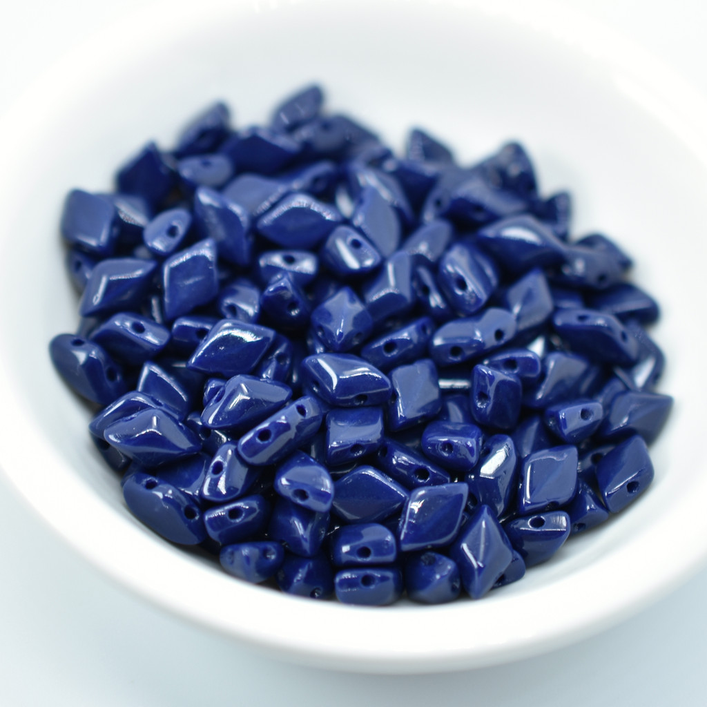 40 Beads - Gemduo Two Hole Beads Opaque Dark Blue Czech Glass Bead