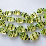 11x16mm Smooth Oval Jonquil Dark Amethyst Stripe (10 beads) Czech Glass Beads