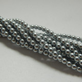 4mm Round Czech Glass Pearl Silver (120 beads)