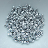 2x5mm SuperDuo Beads Matte Metallic Silver 10 grams Czech Glass