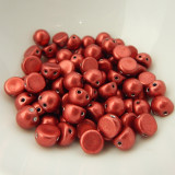 Cabochon 7mm 2-Hole (25 beads) Saturated Metallic Cherry Tomato CzechMates
