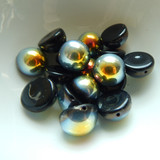 14mm Dome Czech Glass Jet Marea (5 beads)
