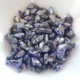 Kite (50 Beads) Cobalt Silver Splash 2-Hole Czech Glass 9x5mm