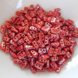 5 grams - Piros® par Puca® Paris - Opaque Coral Red Tweedy - Czech Glass