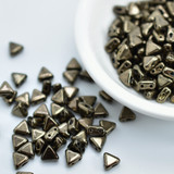 Kheops® par Puca® (25 Beads) Dark Gold Bronze 6mm 2-Hole Triangle Shape Glass