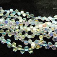 Two Hole 6mm Honeycomb Crystal AB (30 Beads)