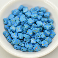 Ginko (35 Beads) - Ionic Blue/Yellow- 7.5mm x 7.5mm 2-hole Czech Glass by Matubo