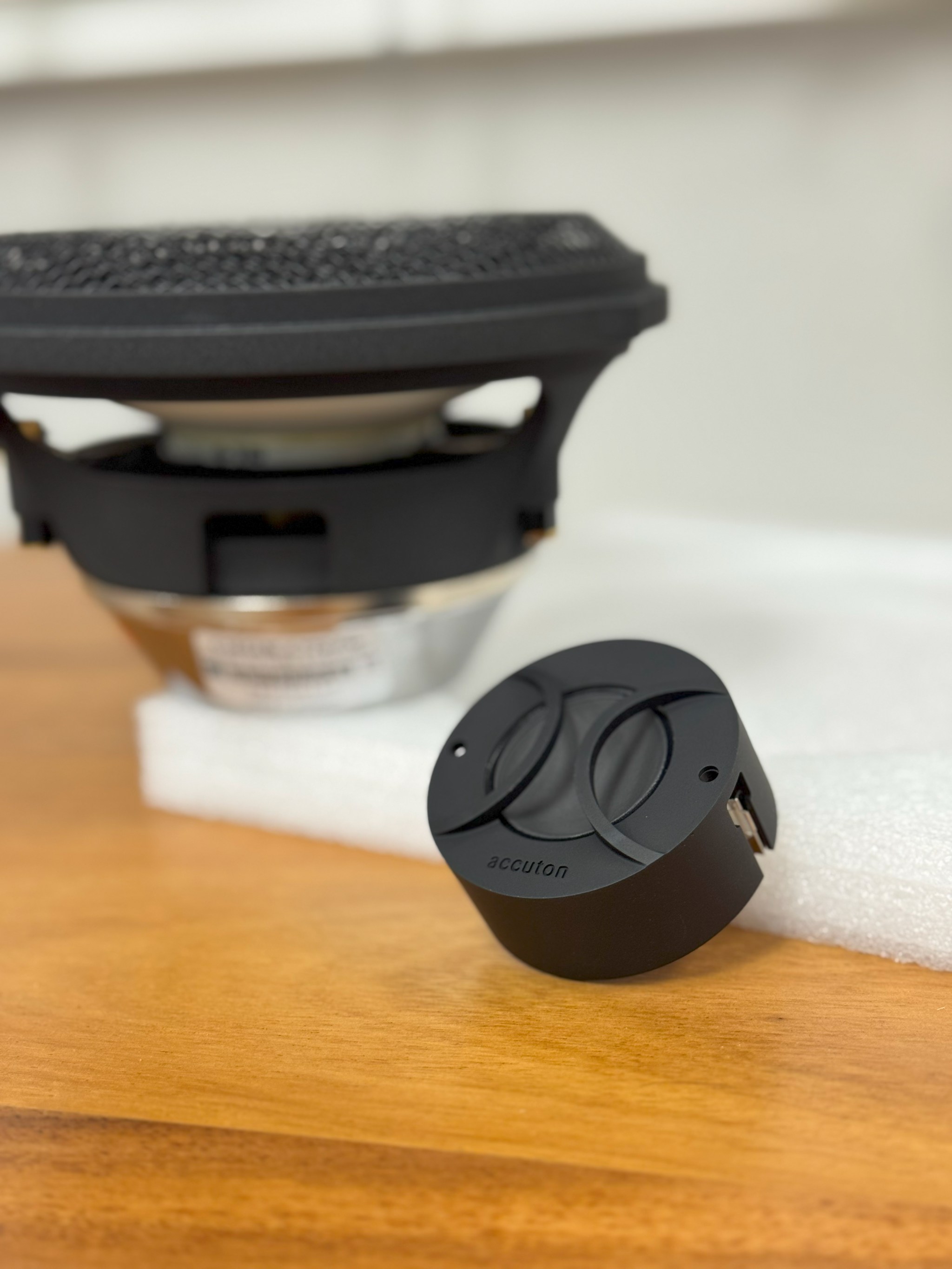 Accuton tweeter pod integrated into the Ferrari F8 A-pillar