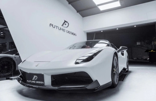 Future Design Carbon Fiber Front Lip – Ferrari 488 GTB (3-Piece)