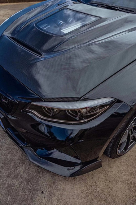 Carbon Fiber Tempered Glass Transparent Hood For BMW M2 / M2C F87 2 Series F22 2014-ON  Carbon Fiber Tempered Glass Transparent Hood For BMW M2 / M2C F87 2 Series F22 2014-ON