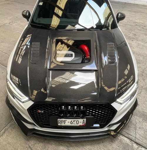 Glass Transparent Carbon Fiber Hood Bonnet Ver.3 for Audi RS3 2018-2020 & 2014-2020 A3 & A3 S Line & S3