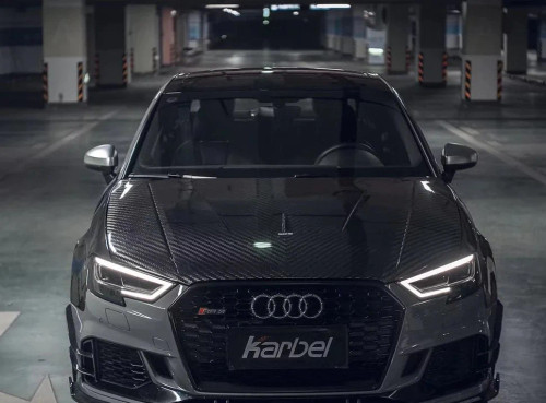 Carbon Dry Carbon Fiber Double-sided Hood Bonnet Ver.2 for Audi A3 & A3 S Line & S3 & RS3 2014-2020 Carbon Dry Carbon Fiber Double-sided Hood Bonnet Ver.2 for Audi A3 & A3 S Line & S3 & RS3 2014-2020