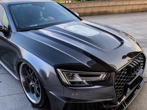 Carbon Fiber Tempered Glass Hood Bonnet For Audi A4 S4 2017-ON B9 B9.5 Carbon Fiber Tempered Glass Hood Bonnet For Audi A4 S4 2017-ON B9 B9.5