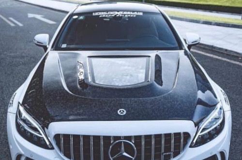 Carbon Tempered Glass Transparent Hood For Mercedes Benz 2015-2020 W205 Sedan C300 C43 C Coupe 2 Door 4 Door Ver.2 Carbon Tempered Glass Transparent Hood For Mercedes Benz 2015-2020 W205 Sedan C300 C43 C Coupe 2 Door 4 Door Ver.2