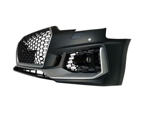 For 17-19 Audi B9 A4, RS4 Style Front Bumper with Black Front Grille w/o PDC