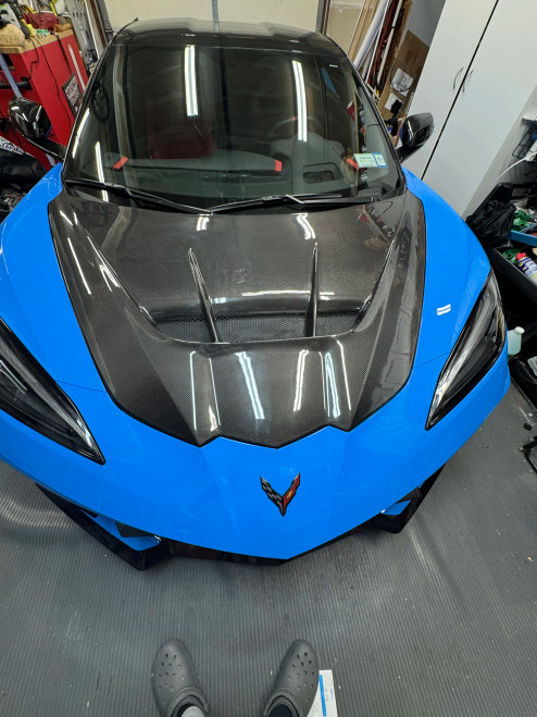 ZR1 Style  Carbon Fiber Hood For C8 Corvette Z06  2020-2024