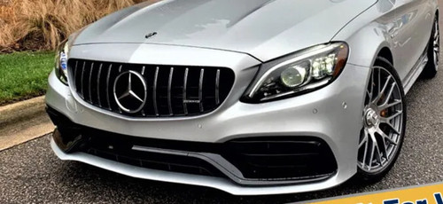 Front Grille Bumper Cover For C-Class 19-23 W205 Benz Sedan Coupe C63 Style PDC