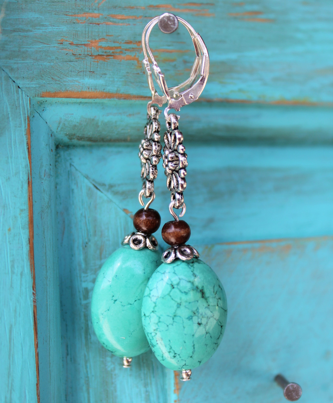Turquoise Leverback Earrings Ever Designs Jewelry