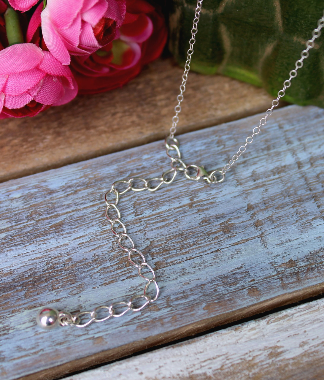 Cube Chain Necklace with Small Disc Pendant in Natural Stone - Bronzallure