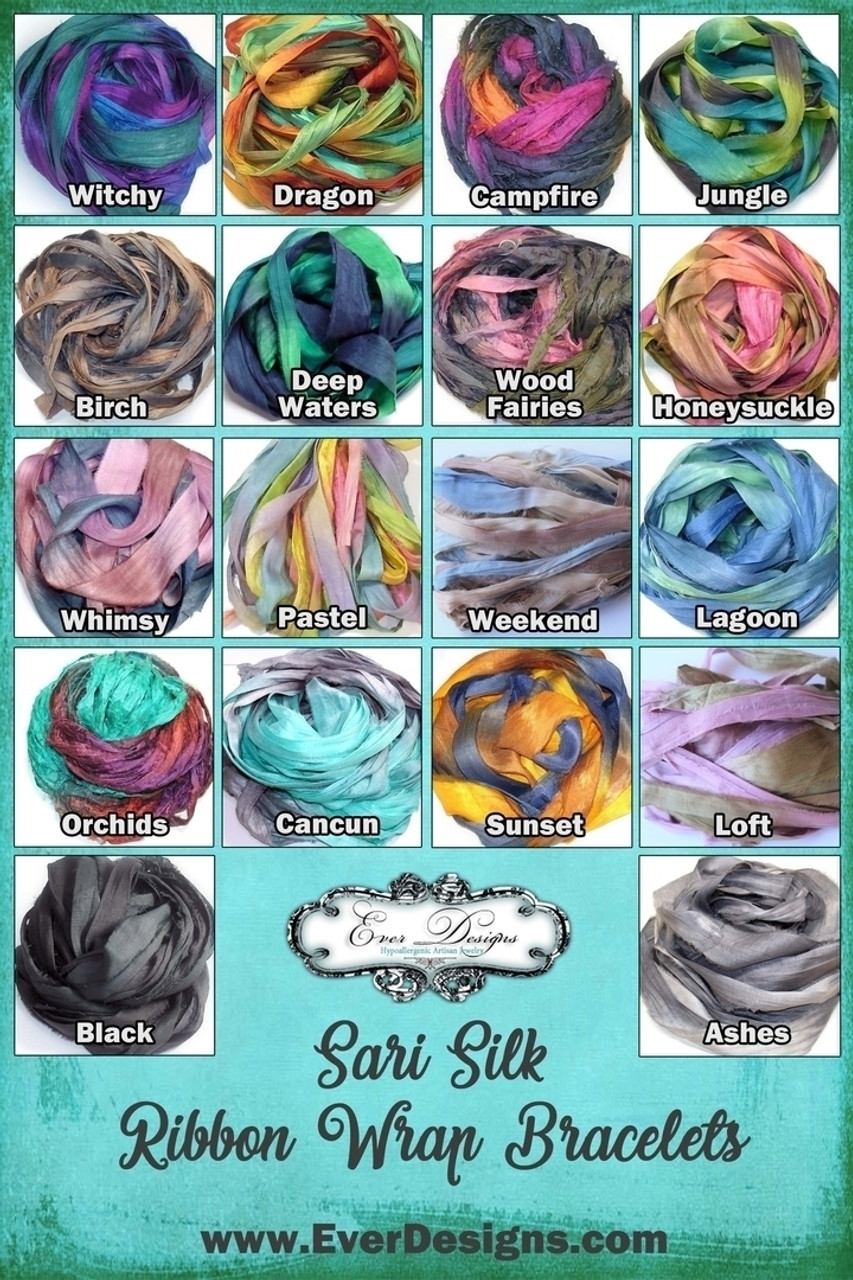 Multicolor Cool - Sari Silk Ribbon