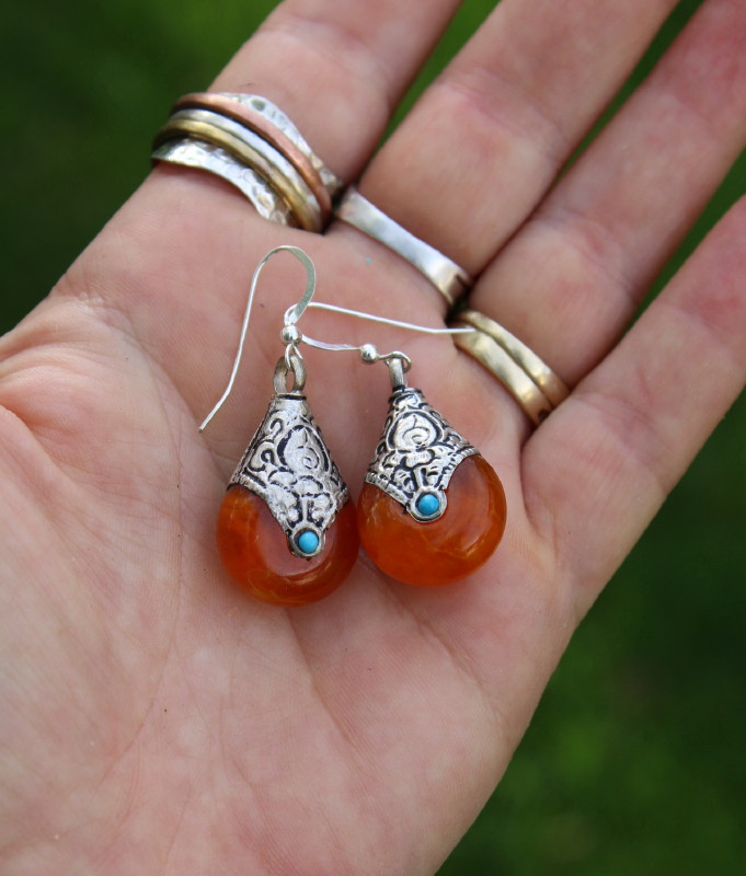 Orange Drop Bohemian Earrings Ever Designs Jewelry