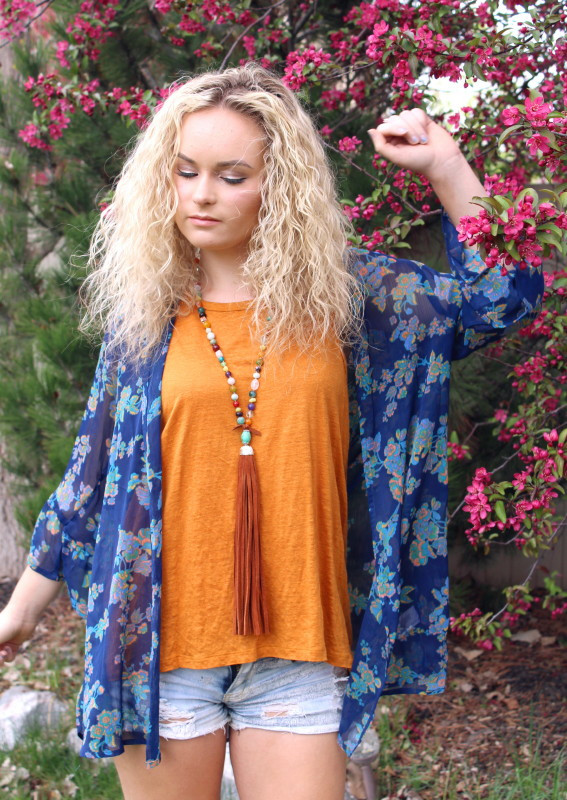 Long Leather Tassel Boho Necklace "Cassidy" Ever Designs Jewelry