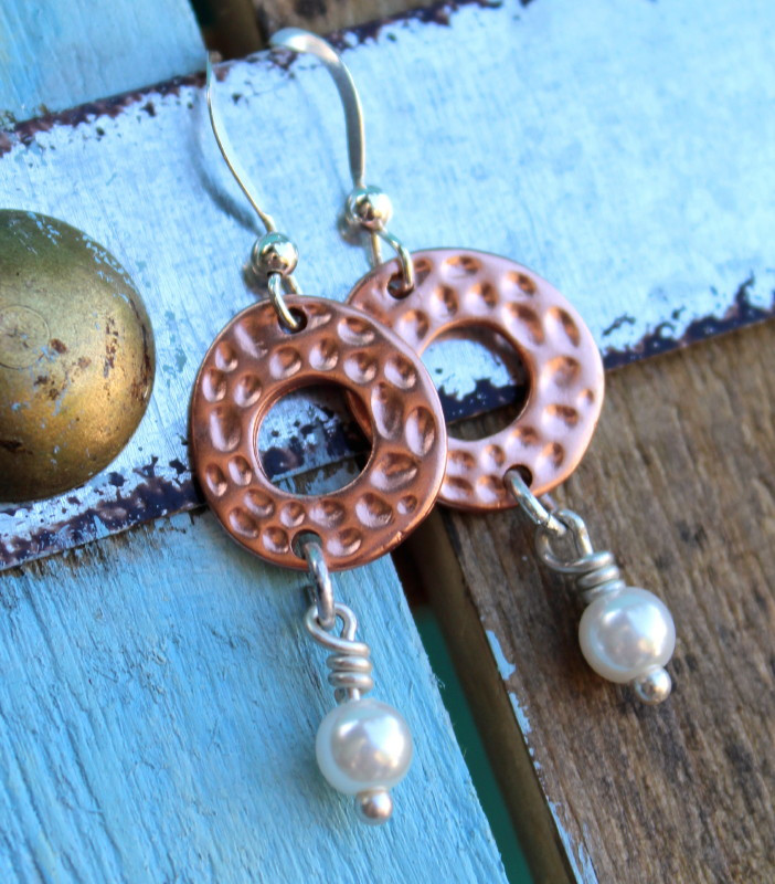 Dimpled Copper Pearl Earrings Ever Designs Jewelry
