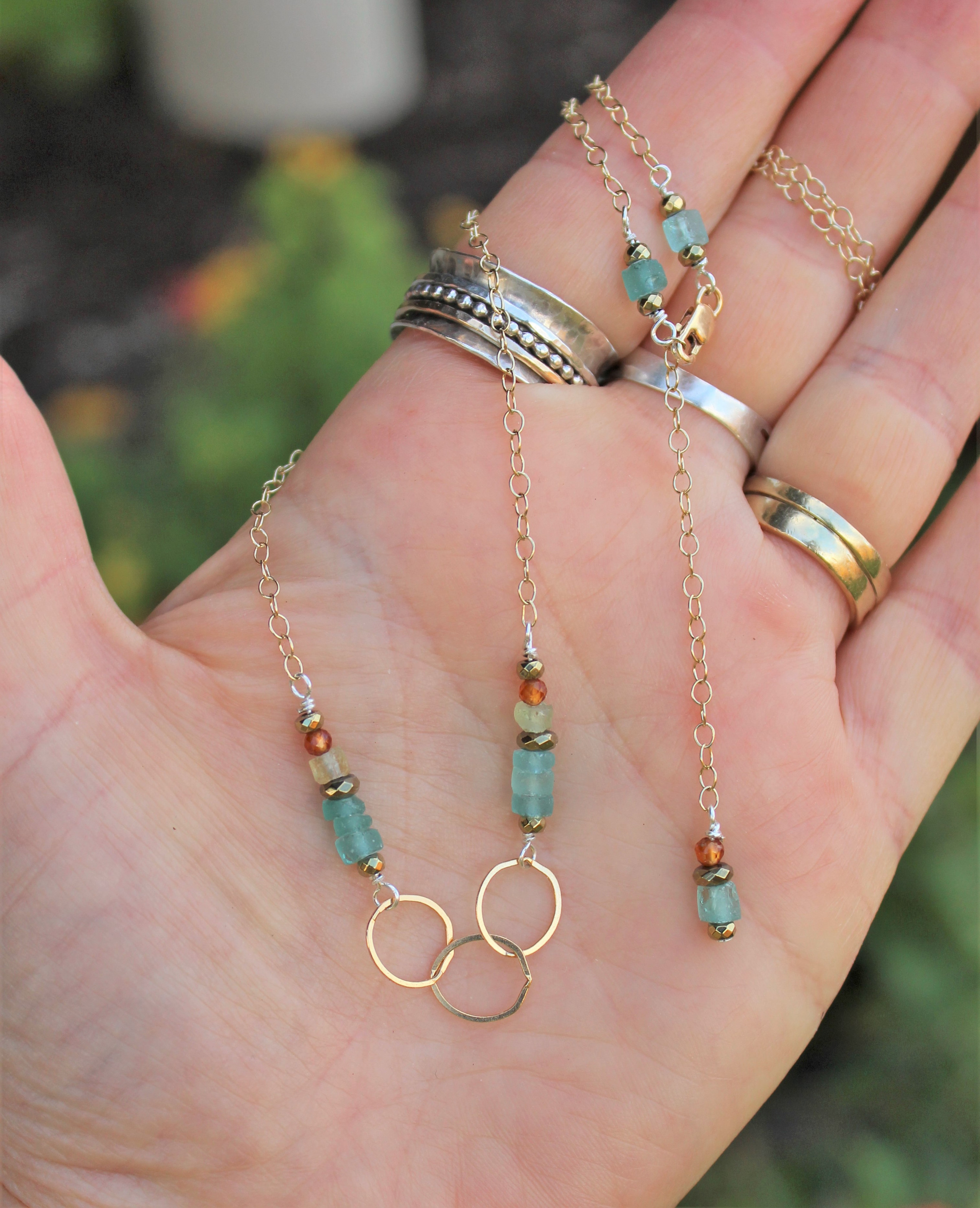 Roman Glass Necklace Set "Romulus" Ever Designs Bohemian Jewelry