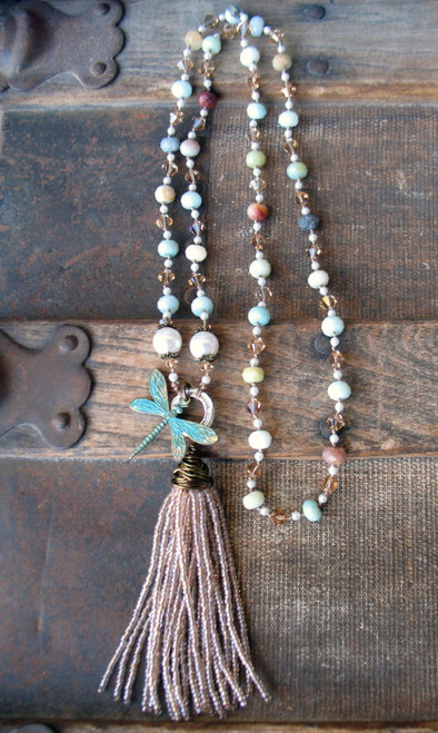 Long Tassel Dragonfly Necklace