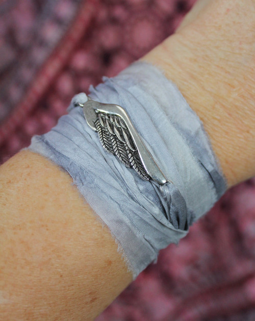 Angel Wing Ribbon Wrap Bracelet