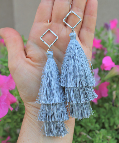 Grey Tassel Earrings