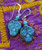 Blue Sugar Skull Earrings, genuine sterling silver, hypoallergenic jewelry