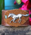 Galloping Horse Rugged Recycled Brown Leather Bracelet Cuff Cowgirl