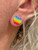 Beaded Sterling Silver Stud Earrings Metallic Rainbow Hexagonal