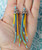 Fireworks Beaded  Earrings Fringe Colorful Fun Turquoise